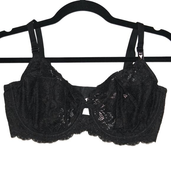 VS Unlined Smooth Picot Trim Demi Bra Black NWT - Picture 4 of 6